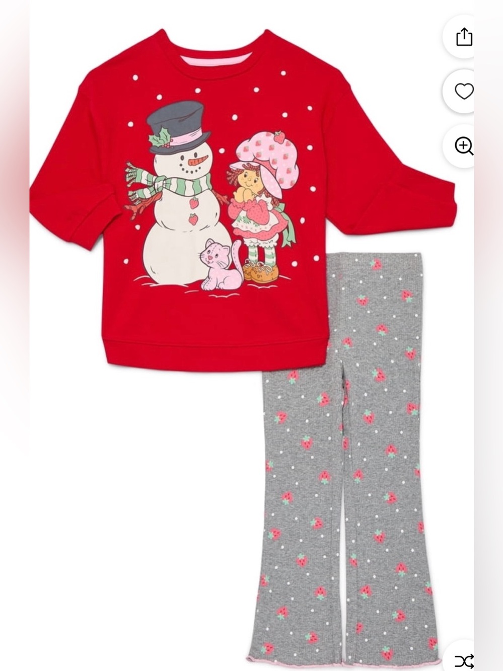 Strawberry Shortcake Girls 3T Christmas Sweatshirt Flare Leggings Set NWT